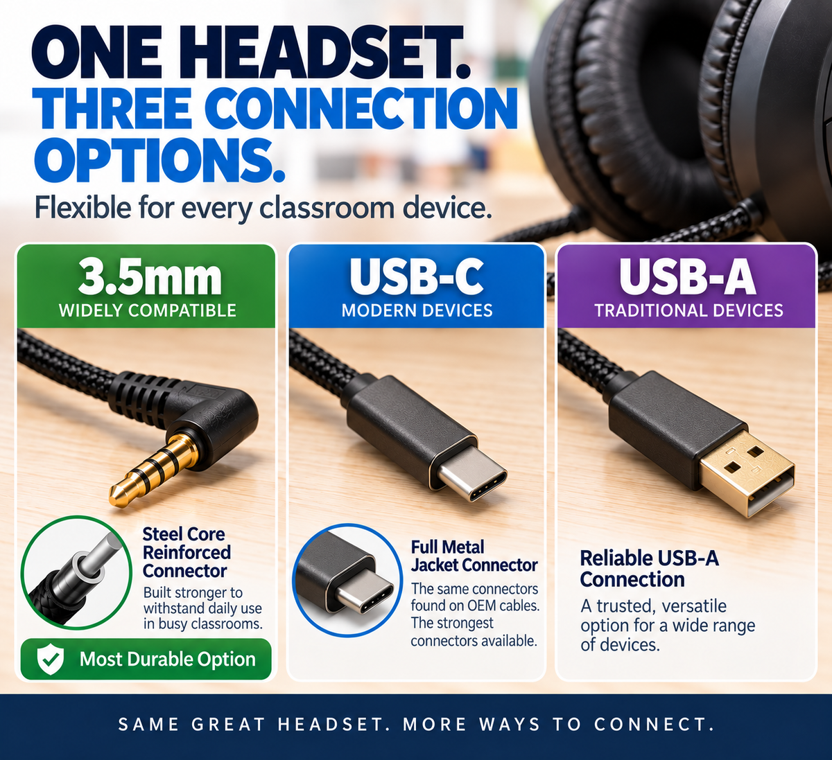 Durable Classroom Headphones with Microphone